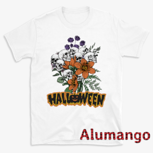 Skull Flower Scary Pumpkin Halloween Shirt