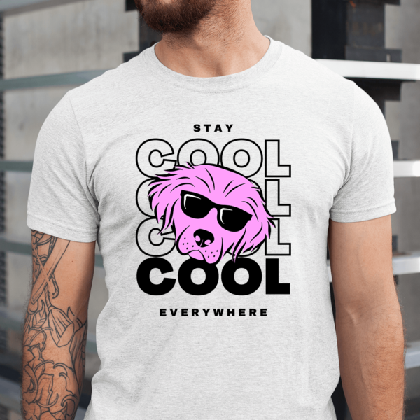 Stay Cool Everywhere Pink Dog Sun Glasses Men Shirt