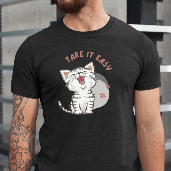 Take It Easy Cat Laugh Paws Men Shirt