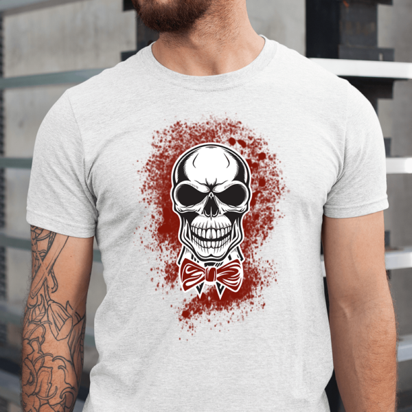 Bloody Skull Bow Tie Halloween Men Shirt