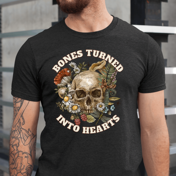 Floral Skull Bones Turned Into Hearts Halloween Men Shirt