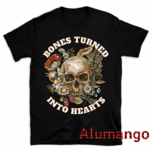 Floral Skull Bones Turned Into Hearts Halloween Shirt