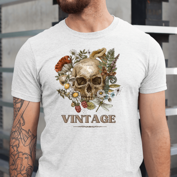 Floral Skull Flower Butterflies Vintage Halloween Men Shirt