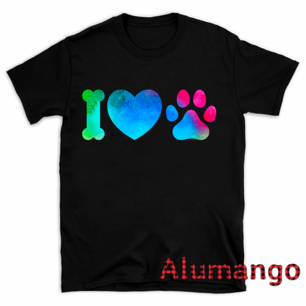 I Love Dog Heart Paw Colorful Shirt