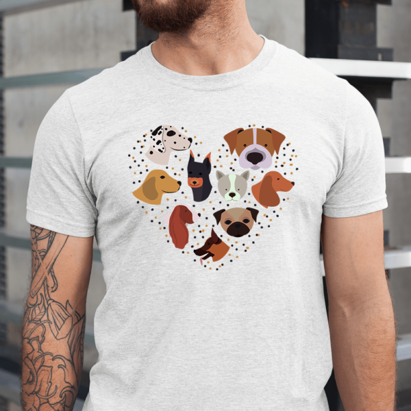 Love Dogs Heart Shape Men Shirt