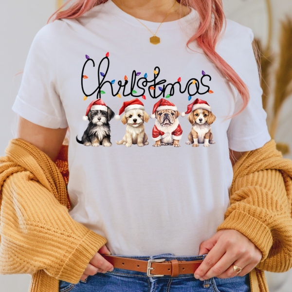 Merry Christmas Light String Dog Lady Shirt