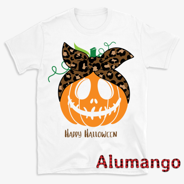 Orange And Brown Leopard Pumpkin Happy Halloween Shirt