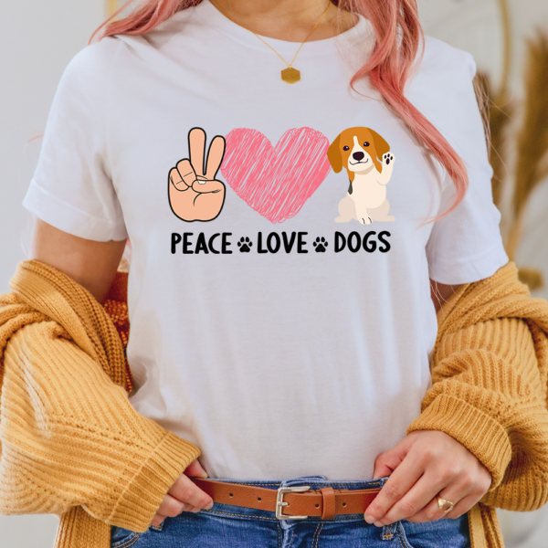 Peace Love Dogs Heart Paw Lady Shirt