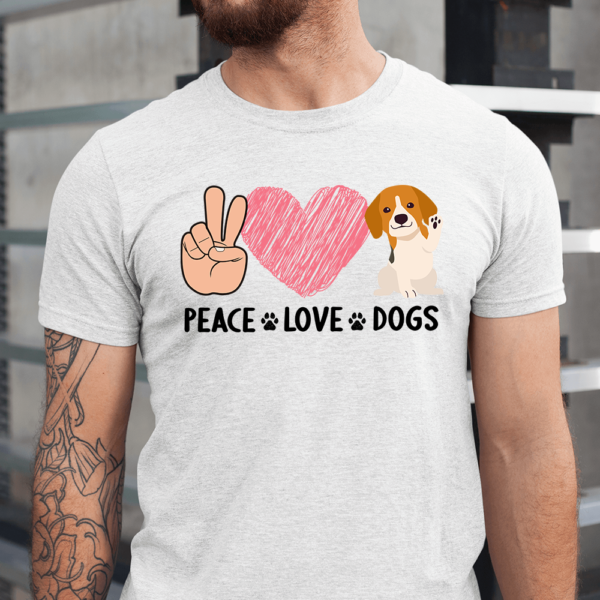 Peace Love Dogs Heart Paw Men Shirt