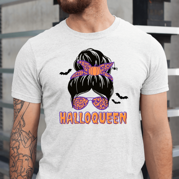 Playful Animal Print Halloween Messy Bun Men Shirt