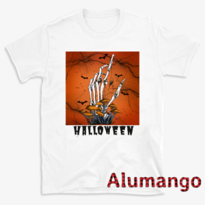 Scary Skeleton Hand Mushrooms Bats Halloween Shirt