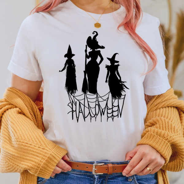 Silhouette Witch Net Halloween Lady Shirt