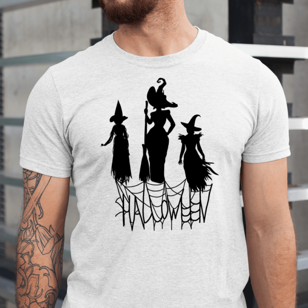 Silhouette Witch Net Halloween Men Shirt