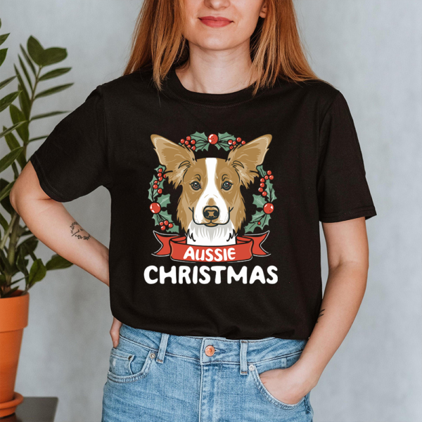 Aussie Christmas Dog Lady Shirt