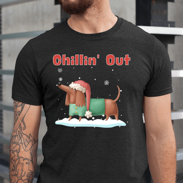 Chillin Out Snowy Christmas Dog Men Shirt