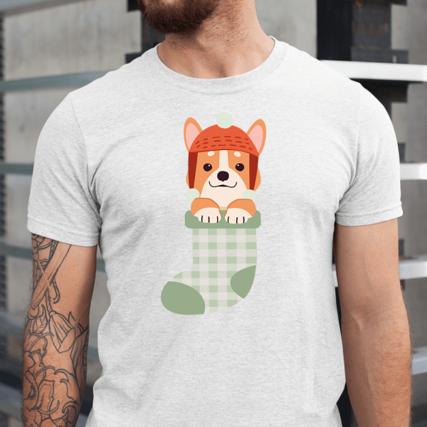 Corgi In Christmas Sock Dog Men Shirt