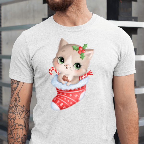 Cute Cat In Christmas Sock Men Shirt