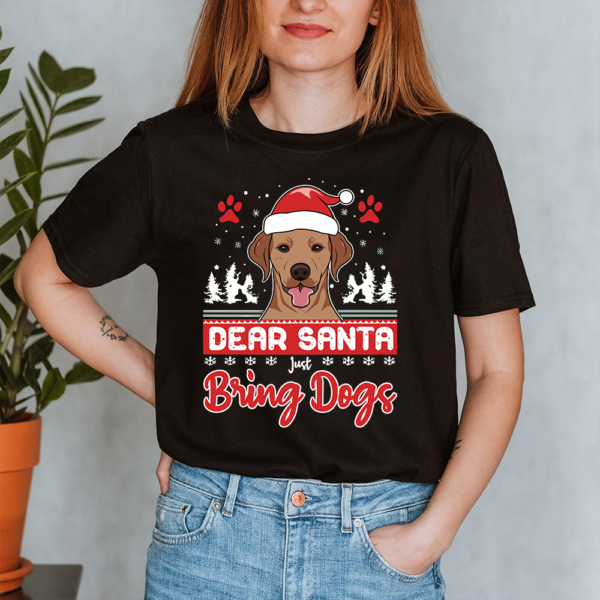 Dear Santa Just Bring Dogs Christmas Lady Shirt