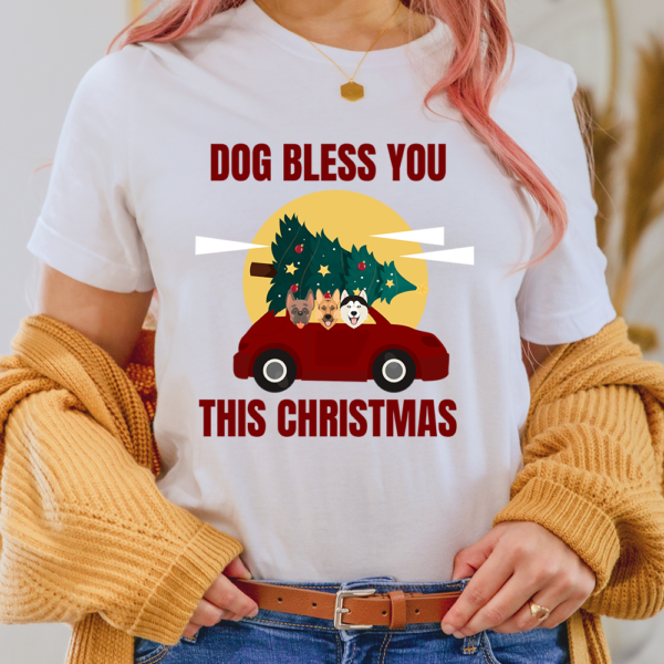 Dog Bless You This Christmas Driving Lady Shirt