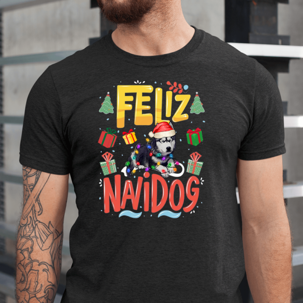 Feliz Navidog Christmas Light Dog Colorful Men Shirt
