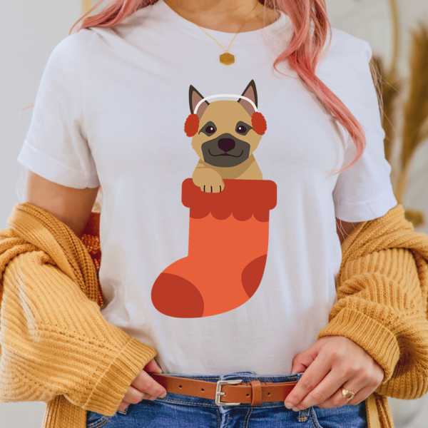 German Shepherd In Christmas Sock Dog Lady Shirt