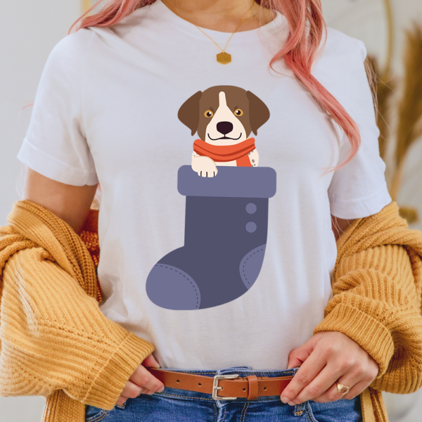 German Shorthaired Pointer In Christmas Sock Dog Lady Shirt