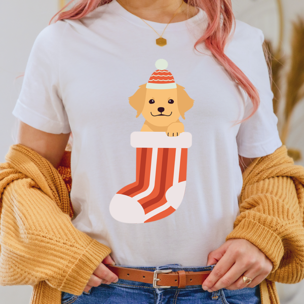Golden Retriever In Christmas Sock Dog Lady Shirt