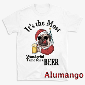 It Is The Most Wonderful Time For A Beer Christmas Santa Dog Shirt