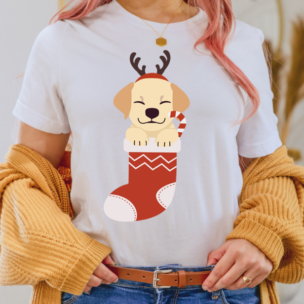 Labrador Retriever In Christmas Sock Dog Lady Shirt