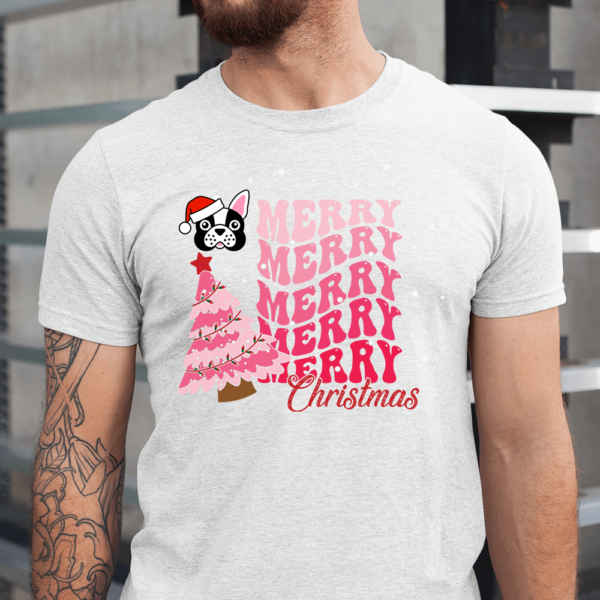 Merry Merry Christmas Dog Christmas Pine Tree Hat Men Shirt