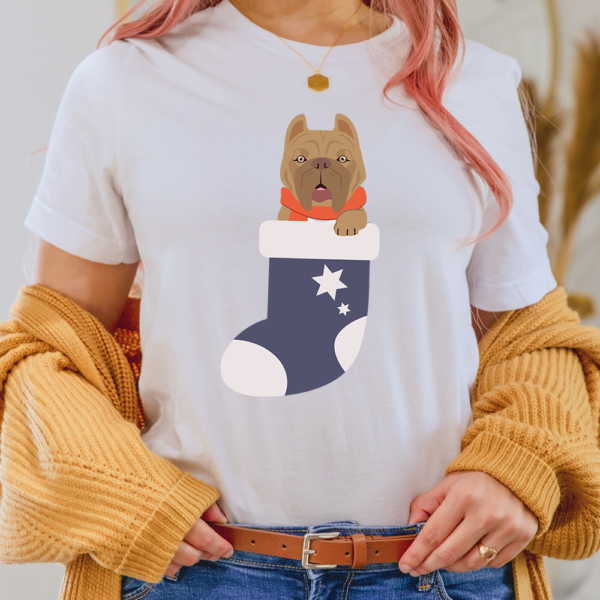 Pit Bull In Christmas Sock Dog Lady Shirt