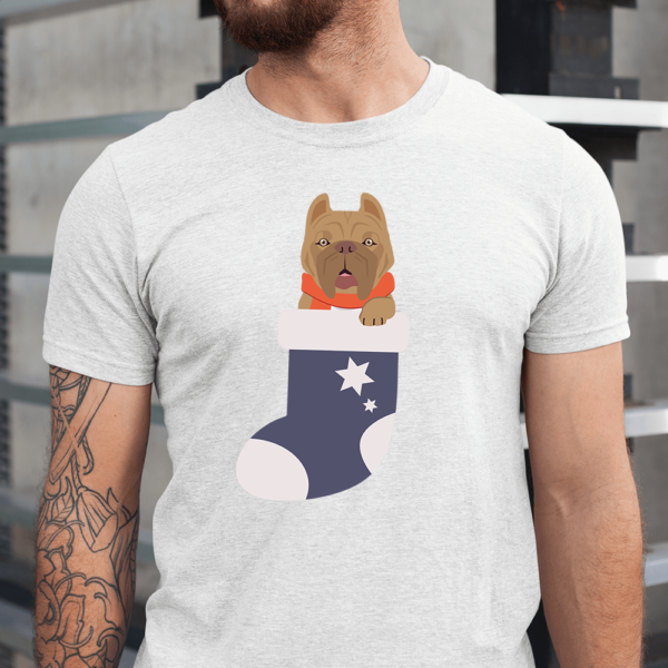 Pit Bull In Christmas Sock Dog Men Shirt