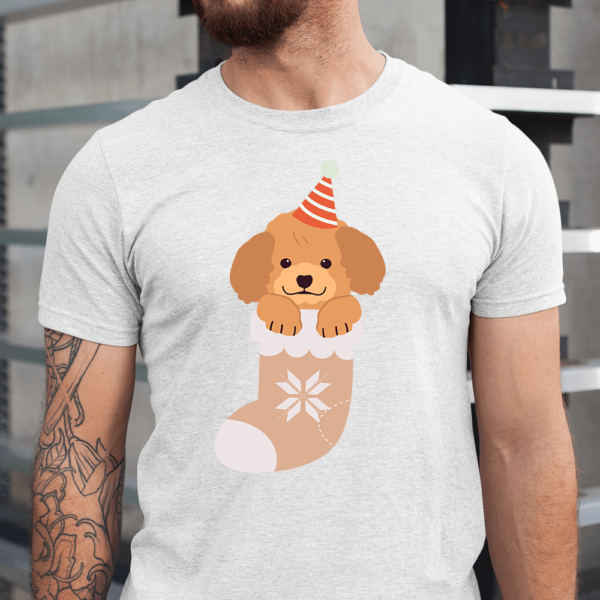 Poodle In Christmas Sock Dog Men Shirt