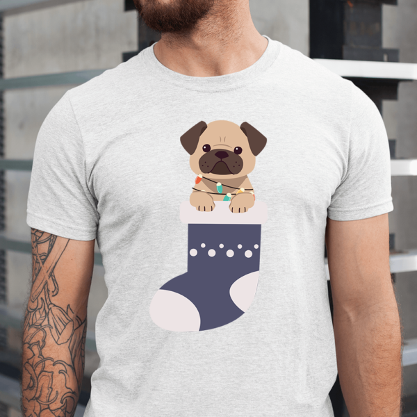 Pug In Christmas Sock Dog Men Shirt