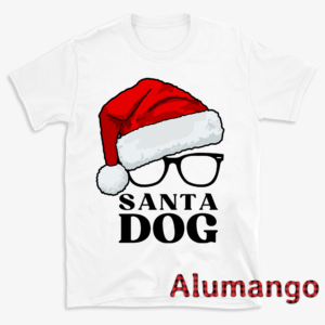 Santa Dog Christmas Hat Glasses Shirt