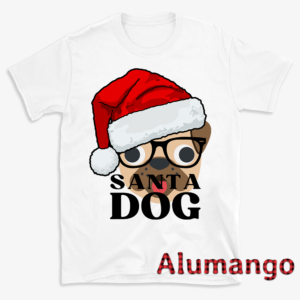 Santa Dog Face Christmas Hat Glasses Shirt