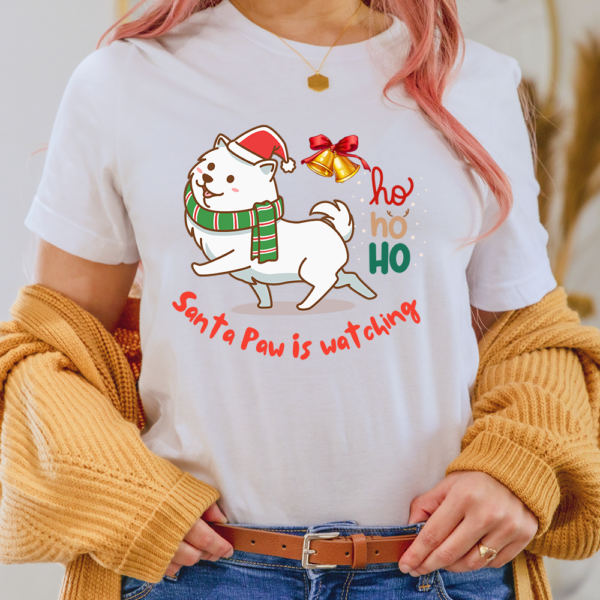 Santa Paw Is Watching Ho Ho Ho Christmas Dog Lady Shirt
