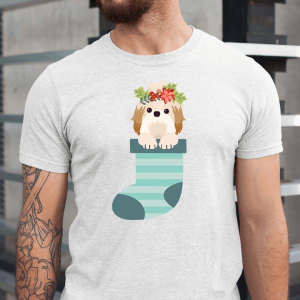 Shih Tzu In Christmas Sock Dog Men Shirt