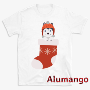 Siberian Husky In Christmas Sock Dog Shirt