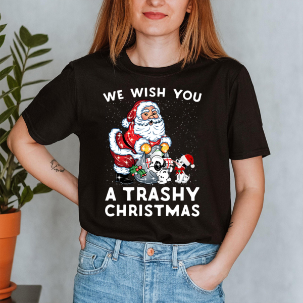 We Wish You A Trashy Christmas Santa Dog Lady Shirt
