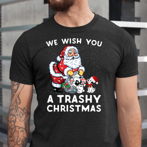 We Wish You A Trashy Christmas Santa Dog Men Shirt