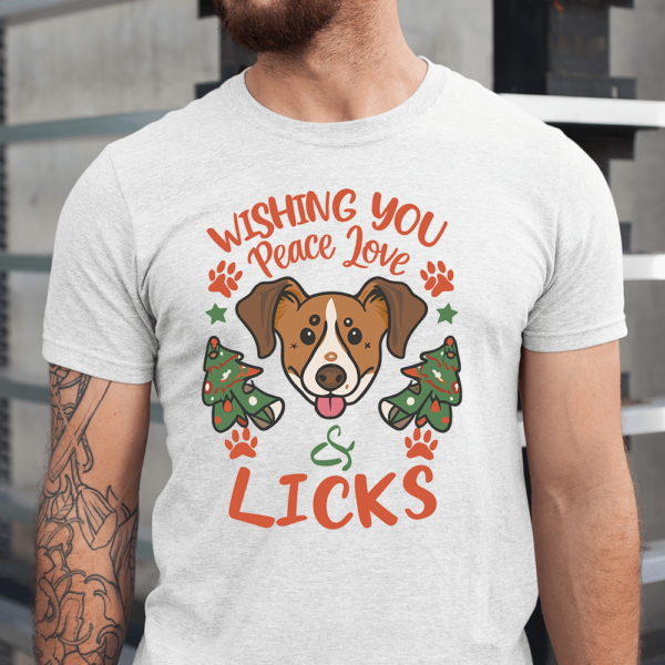 Wishing You Pease Love And Licks Christmas Dog Men Shirt