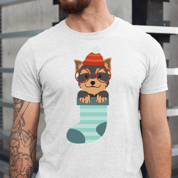 Yorkshire Terrier In Sock Christmas Dog Men Shirt