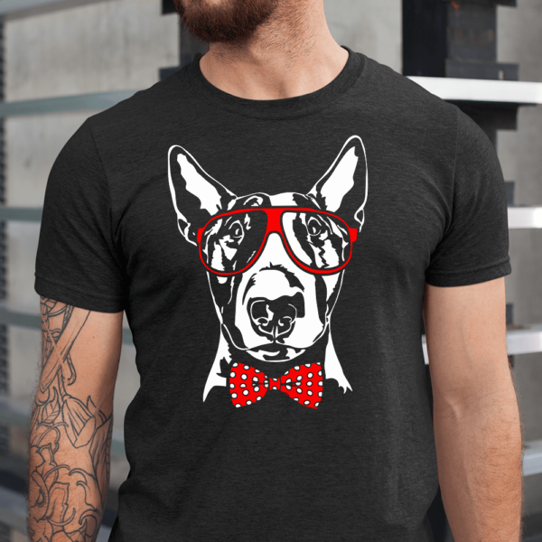 Bull Terrier Red Glass Bow Tie Dog Men Shirt