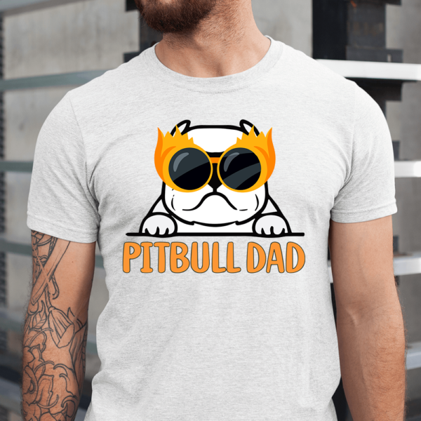 Pitbull Dad Wear Fire Glass Dog Men Shirt