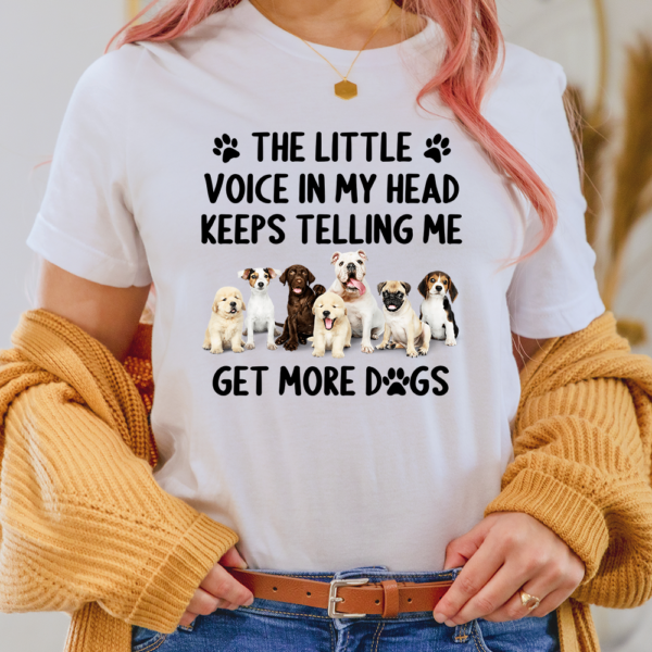 The Little Voice In My Head Keeps Telling Me Get More Dogs Keanu Reeves Lady Shirt