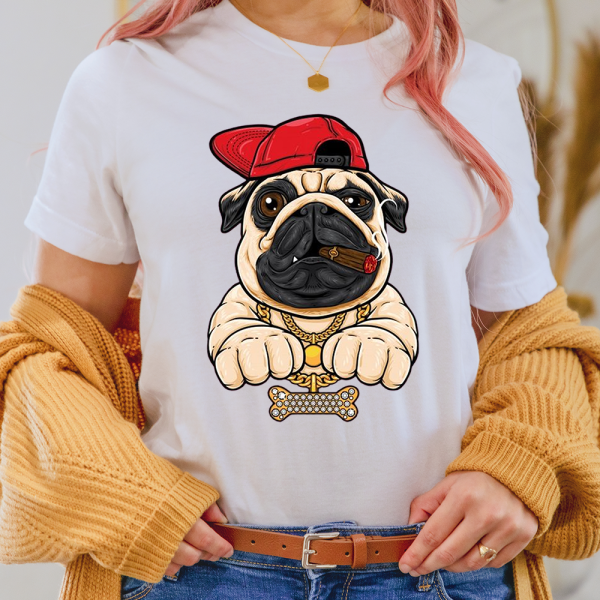 Pug Cigarette Diamond Necklace Dog Lady Shirt