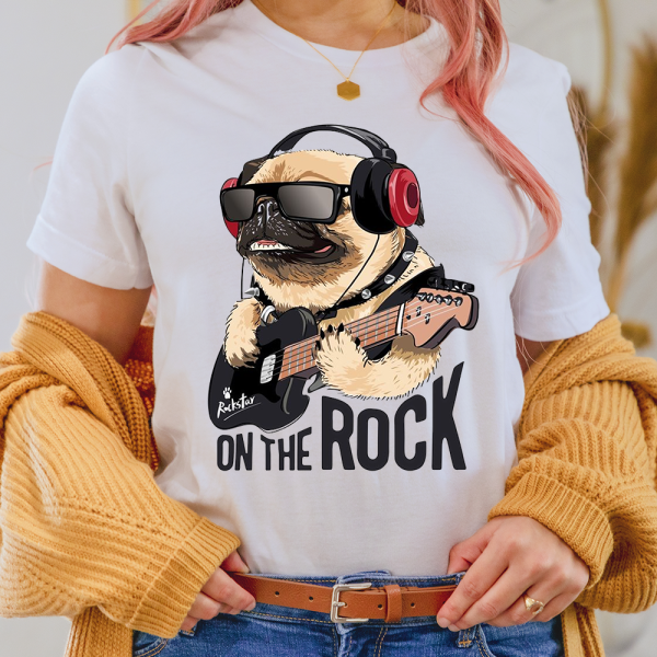 Rockstar On The Rock Pug Dog Lover Lady Shirt