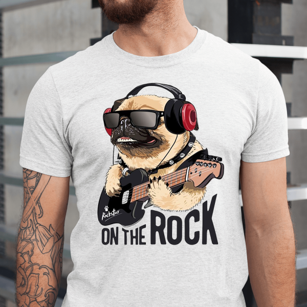 Rockstar On The Rock Pug Dog Lover Men Shirt
