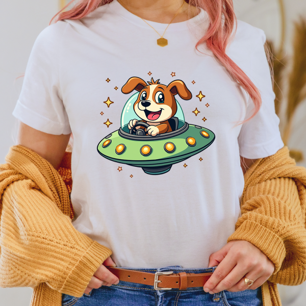 Alien UFO Funny Dog Lover Lady Shirt